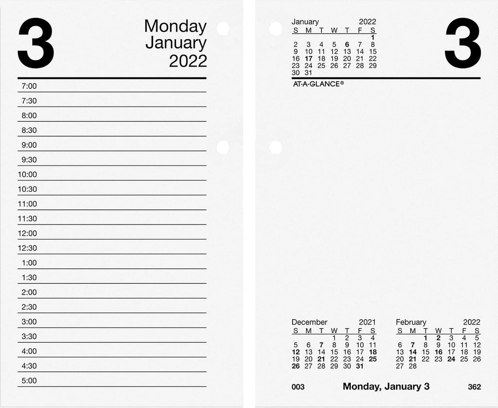 2022 Daily Desk Calendar Refill by AT-A-GLANCE, 3 1/2" X 5 27/32", Loose-Leaf (E71750)
