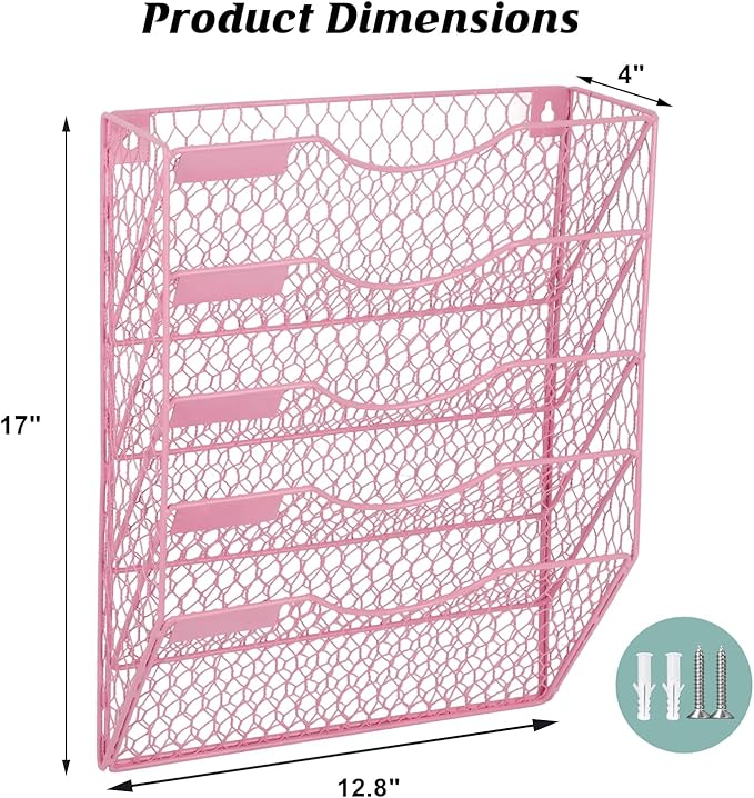 EASEPRES Mail Organizer Wall Mount Hanging File Holder Storage, Metal Chicken - Image 2