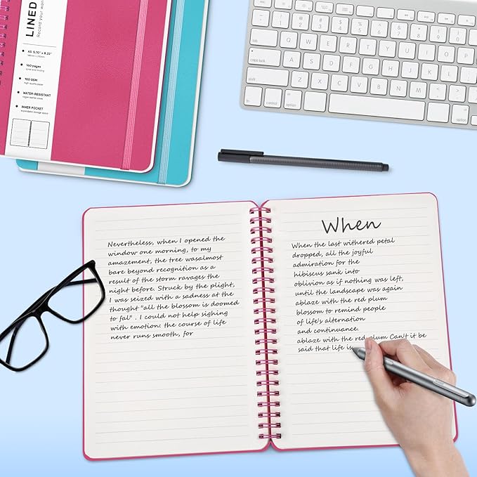 ABERLLS Deeppink Lined Spiral Journal Notebook, 160 Pages, 85.7in A5, - Image 3