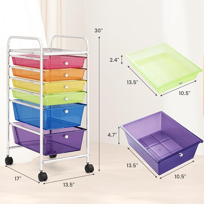 RELAX4LIFE 6-Drawer Rolling Storage Cart - Image 3