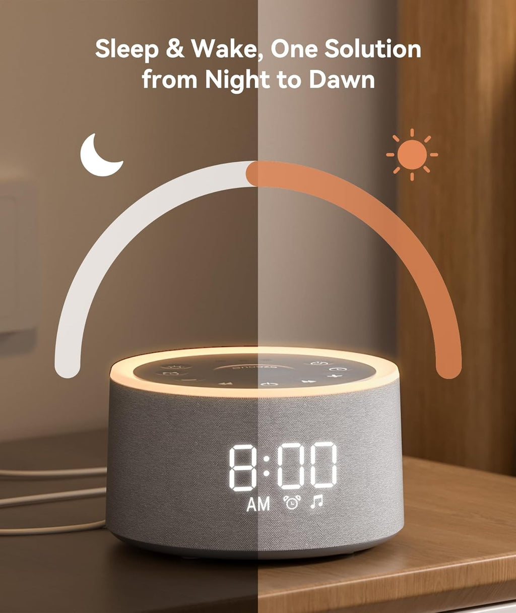 dreamegg d1+ sound machine alarm clock, 29 soothing, side view