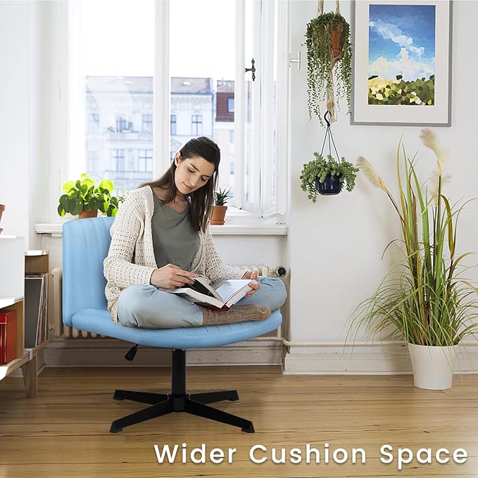 PUKAMI Criss Cross Chair, Armless Cross Legged Office Desk Chair No Wheels - Image 3