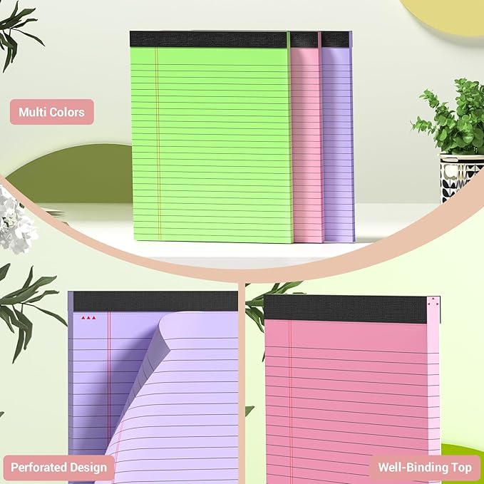 Legal Pads 8.5 x 11 Inch, 6 Pack, Colored Notebook Paper, 8.5 x 11 Colored - Image 4