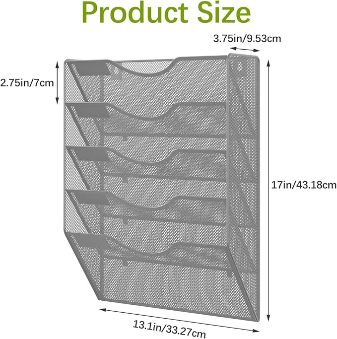 EasyPAG 5 Pocket Mesh Wall File Organizer, Hanging Paper Folder Holder - Image 7