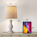 22" farmhouse table lamps set of 2, rustic showing dimensions