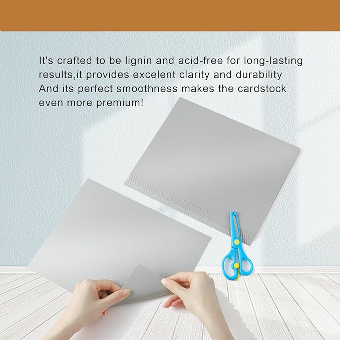 Silunkia 100 Sheets Grey Cardstock 8.5 x 11 Certificates Paper, 200gsm/75lb - Image 5