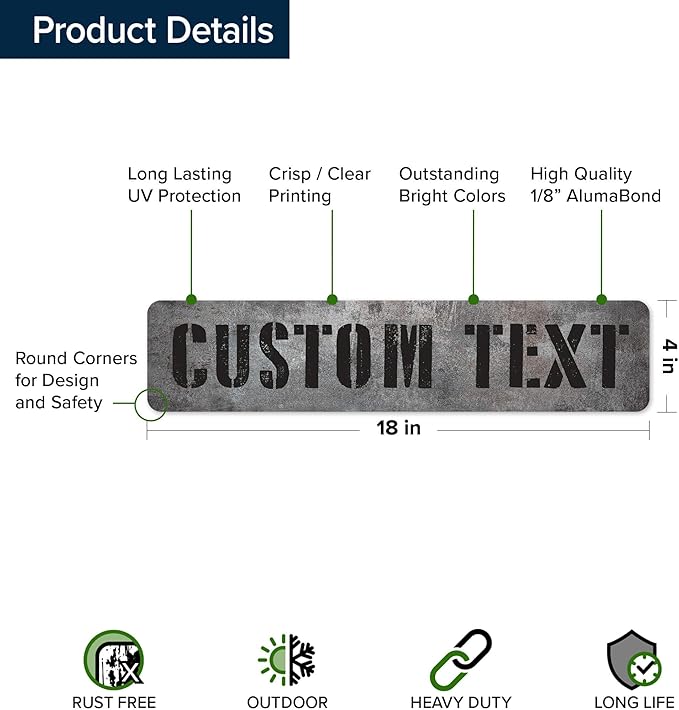 Custom Sign, Custom Street Sign, 11 Font Colors, 13 Font Styles, 4 Hole Options - Image 6