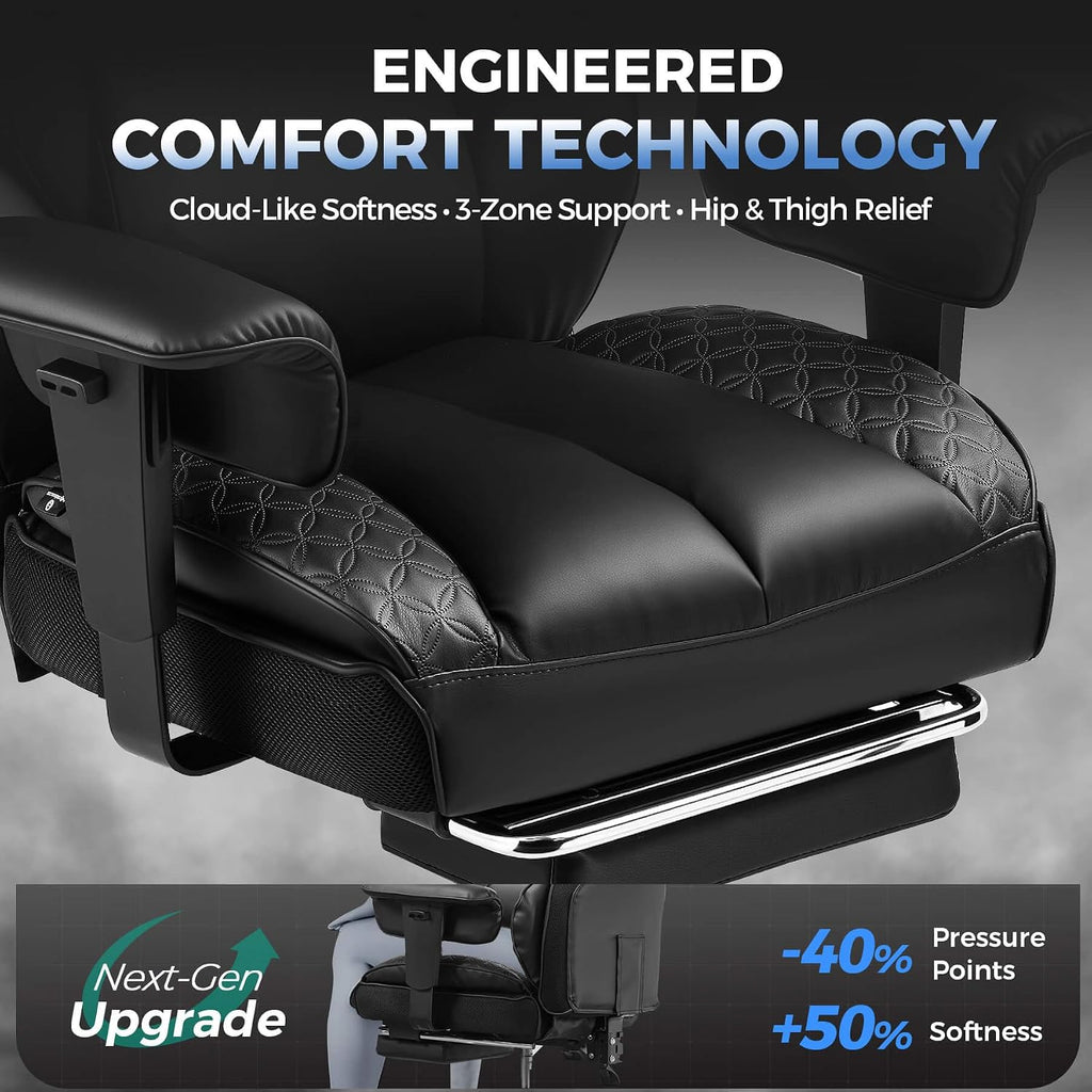 gtplayer big and tall gaming chair 400lbs heavy, side view