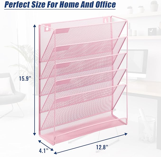 EASEPRES Desk File Organizer Mesh 6-Tier, Hanging Wall Mount Document - Image 3