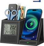 TopMade Wireless Charger with Pen Holder, Leather Desk Nightstand Organizer by TopmadeProduct-Ordernow