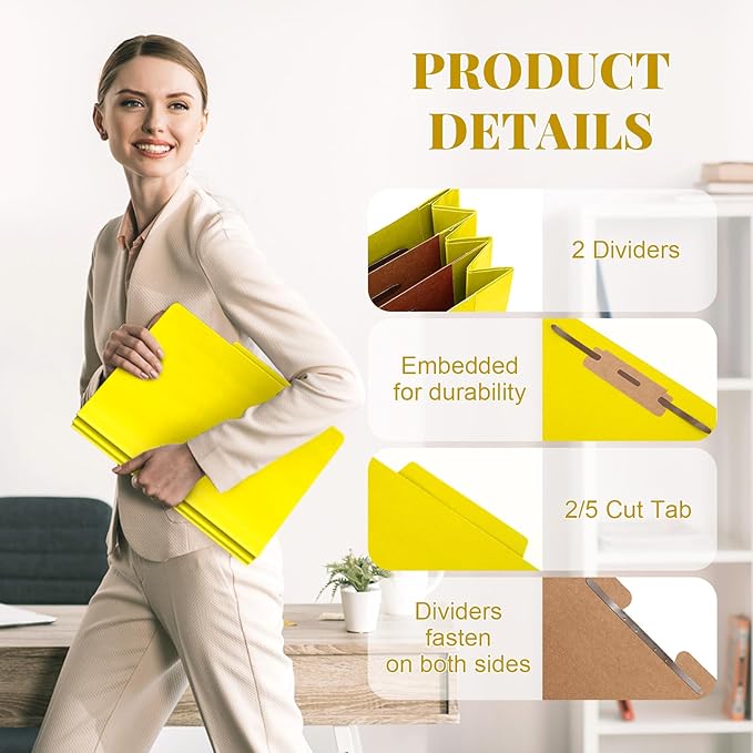 Skyygemm 60 Pcs Classification Folders Letter Size, 2 Divider Pressboard File - Image 3