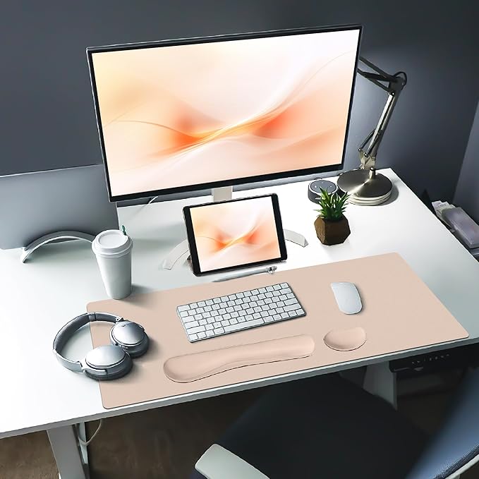 Bloss Leather Desk Pad and Keyboard Wrist Rest, Large Mouse Pad + Keyboard - Image 2