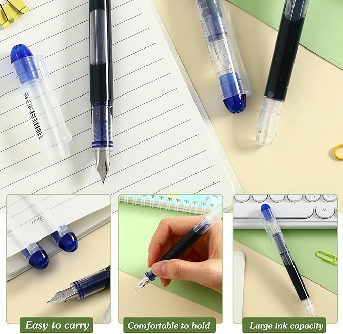 Crtiin 36 Pcs Disposable Fountain Pens, Back to School Quick Drying Ink Pen - Image 4