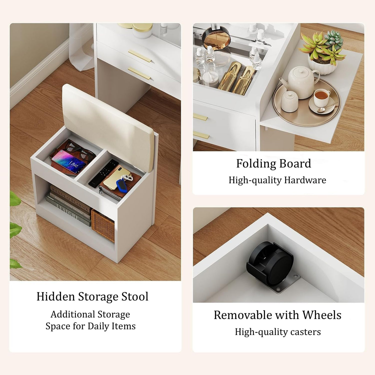 ARTETHYS Small White Makeup Vanity Desk with Flip-top Mirror for Bedroom