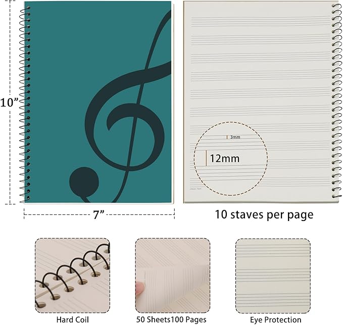 MOREYES Music Notebook Composition Manuscript Staff Notebook - Image 2