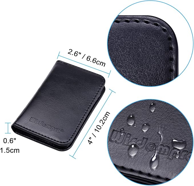 Wisdompro Business Card Holder, 2-Sided PU Leather Folio Name Card Holder - Image 5