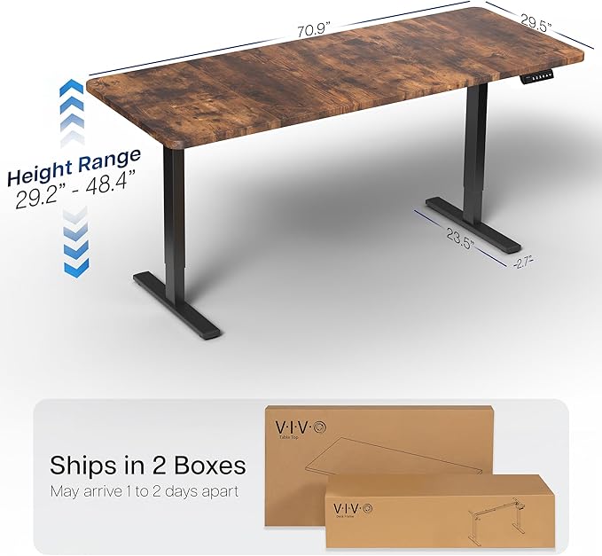 VIVO Electric 71 x 30 in Rustic Standing Desk, Memory Height Adjustment - Image 3