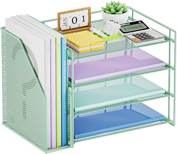 Marbrasse Desk Organizer and Accessories，4-Tier Paper Letter Tray Organizer by Marbrasse