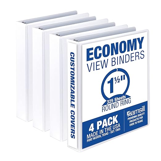 Samsill 1.5 Inch 3 Ring Binders, Made in USA, Economy Round Ring, 325 Sheet by Samsill