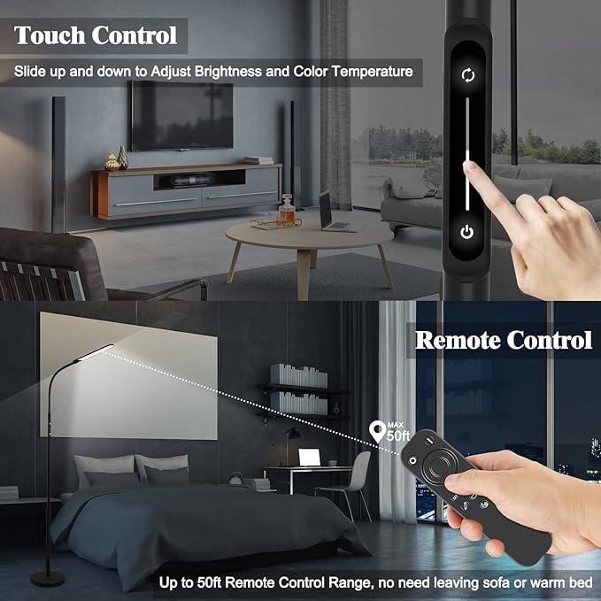 NXONE Led Floor Lamp, Modern Reading Adjustable Standing Height 4 Colors and - Image 3