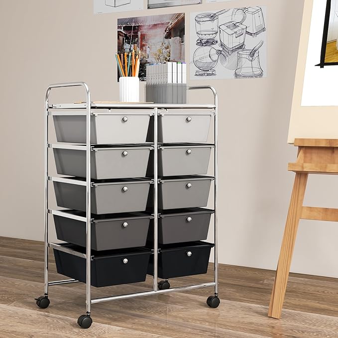 GOFLAME 10-Drawer Rolling Storage Cart, Art Craft Storage Organizer on Wheels - Image 2