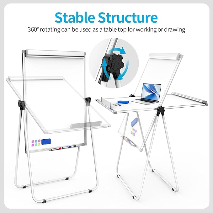DexBoard U-Stand Double Sided 40" x 28" Magnetic Dry Erase Easel, Height - Image 3