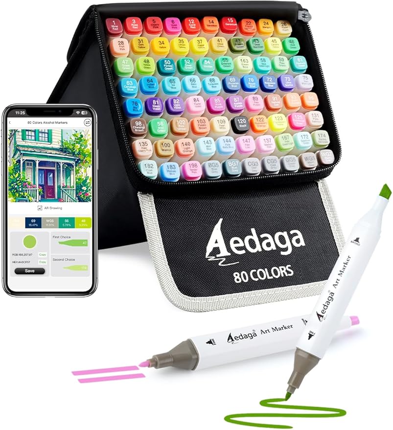 AEDAGA 80 Colors Alcohol Markers by AEDAGA