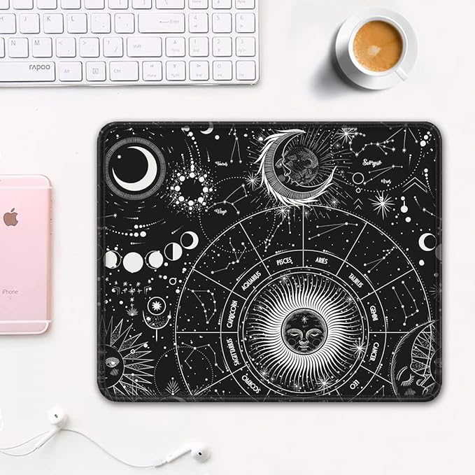 Auhoahsil Mouse Pad, 12 x 10 in Tarot Style Sun Moon Computer Mouse Pad - Image 2