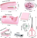 Pink Office Desk Accessories, Desk Drawer Organizer, Stapler and Tape Dispenser - Image 2