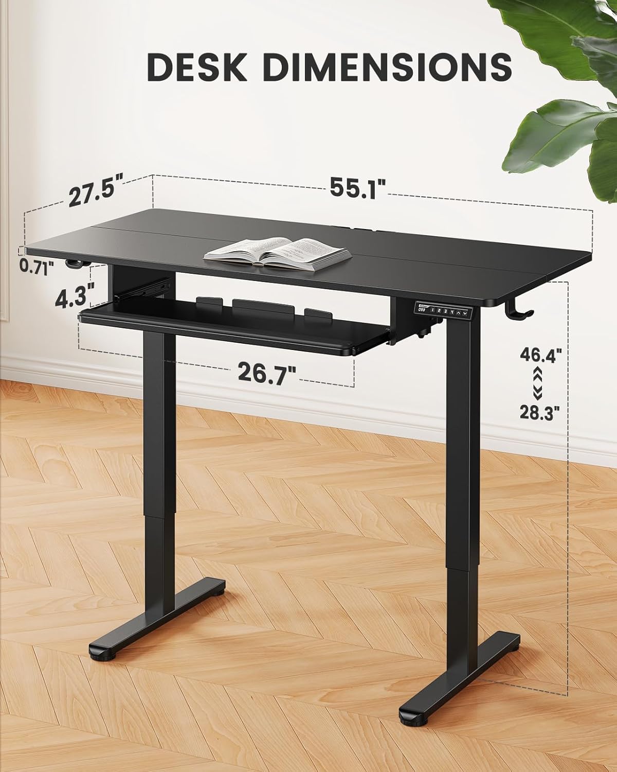 ErGear Electric Standing Desk with Keyboard Tray, 55x28 Inches Adjustable Hei...