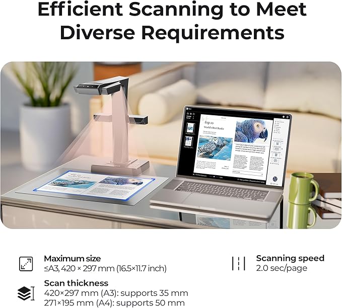 CZUR ET16 Plus Advanced Book & Document Scanner, 2nd Gen Auto-Flatten&Deskew - Image 5