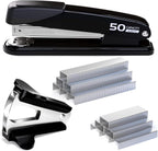 Metal Stapler Heavy Duty - 50 Sheet Capacity with 2000 Pieces 1/4", 5/16" Staples and Staple Remover, No Jam, Non-Slip, Stapler Heavy Duty for Desk, Classroom and Office, Black
