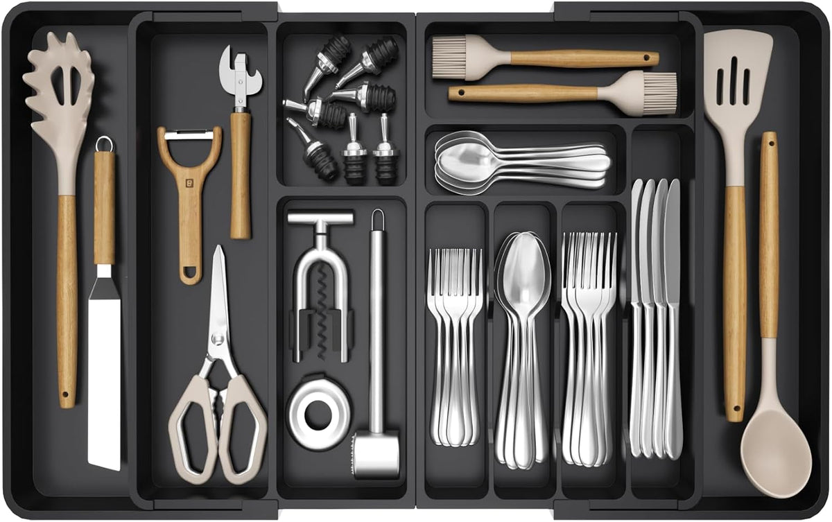 Lifewit Utensil Organizer for Kitchen Drawer, Expandable Cooking Tray