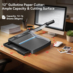 12 Inch Heavy Duty Paper Cutter, Wood Guillotine Paper Trimmer | 12-16 Sheets Capacity Paper Cutting Board for Classroom, Crafting, Office,School