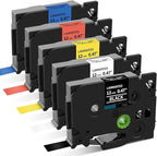 P Touch Label Maker Tape 12mm 0.47 Inch Laminated White/Black/Red/Blue/Yellow by COLORWING