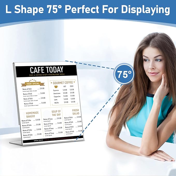 Acrylic Sign Holder 8.5x11 Inches, 10 Pack Clear Plastic Table Flyer Display - Image 5