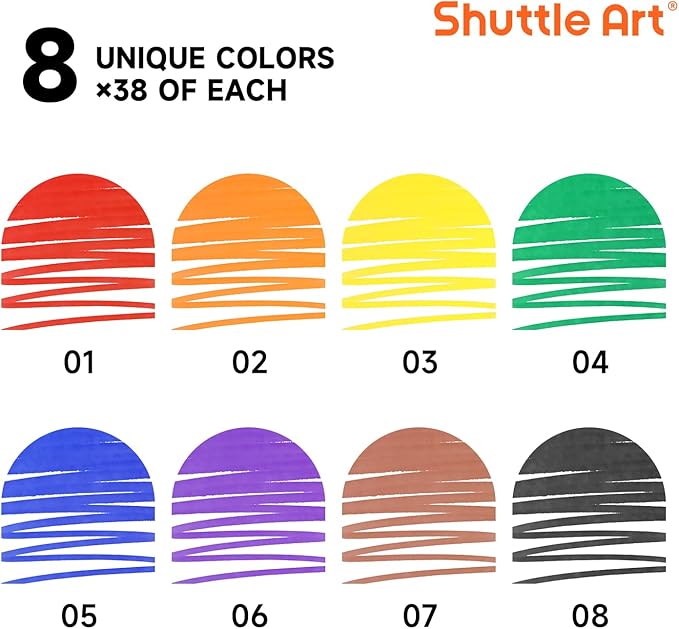 Shuttle Art 304 Pack Washable Markers, 8 Colors Broad Line Markers, Separate - Image 2