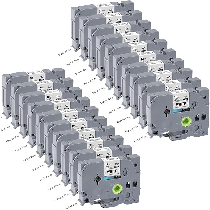 20pack 12mm 0.47'' TZe TZ Tape Laminated White Label Maker Tape Replacement by Mdmcjmzj