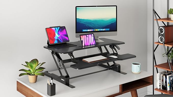Mount-It! 38" Standing Desk Converter, Desktop Sit-Stand Desk Riser - Image 9