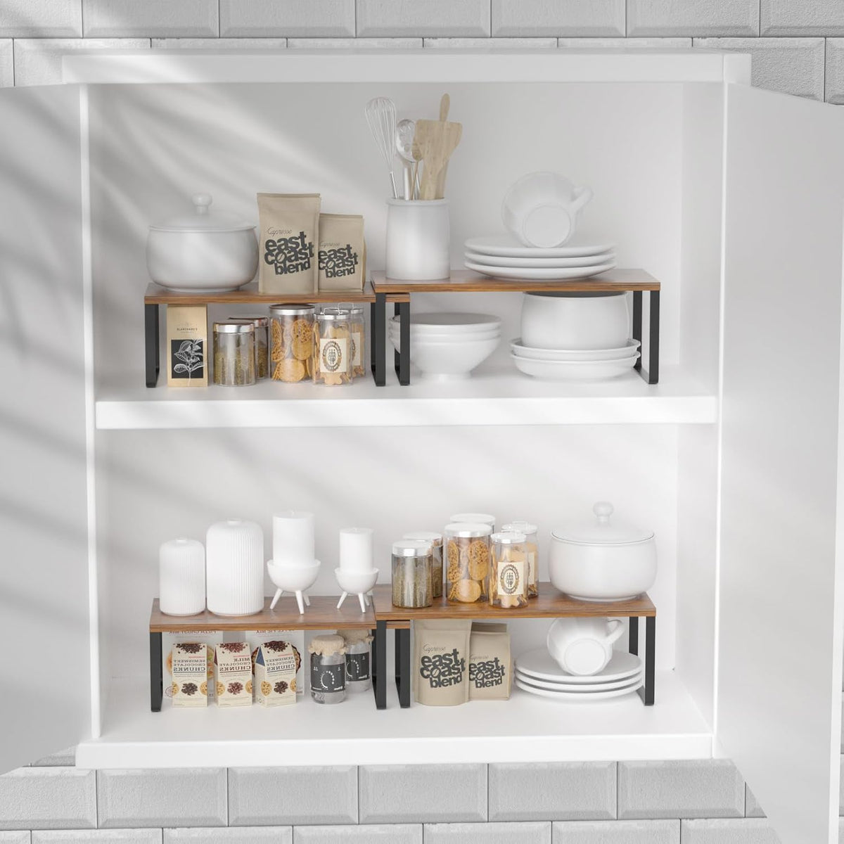 NEX Cabinet Organizer Shelf, Kitchen Counter Shelves Set of 4