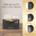 WISUCART Bamboo Mail Organizer Countertop Wood Desk Organizer Drawer Tabletop - Image 3