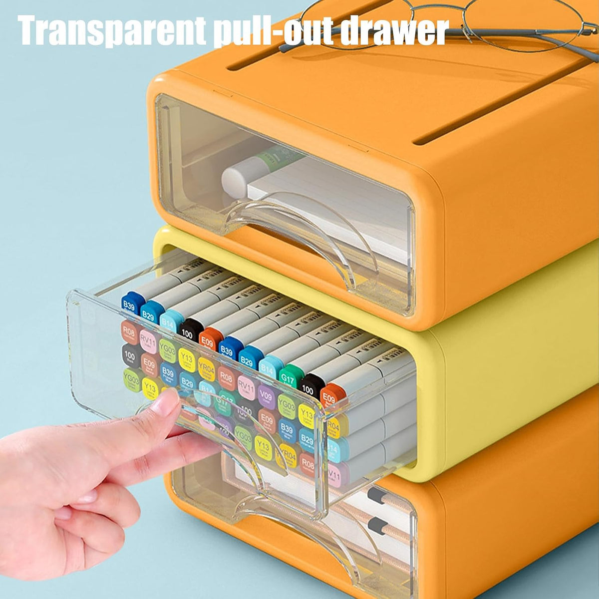 Desk Organizer with Drawers, Stackable Storage Drawers with Compartments Desk...