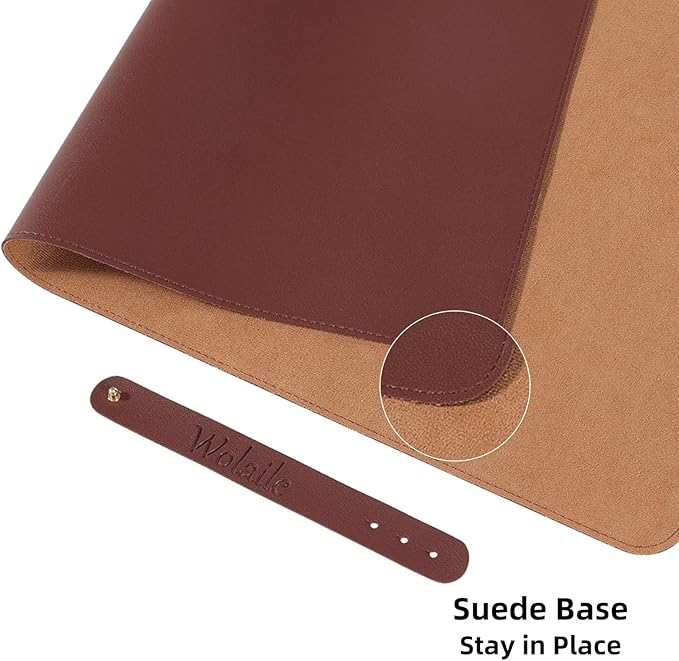 Wolaile PU Leather Desk Pad Blotter 27x13 inches, Non-Slip Base Waterproof - Image 3