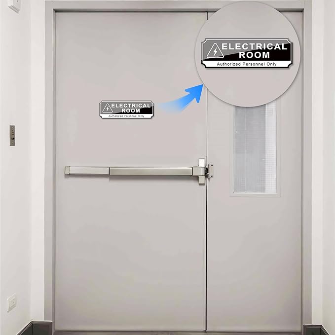 Electrical Room Door Sign for Business，Self-Adhesive Durable Modern Electrical - Image 5