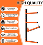 lumber storage rack, wall mount removable & adjustable showing dimensions