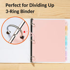 Sooez 8 Tabs Plastic Write & Erase Binder Dividers with Tabs, 1 Set | Long-Lasting Dividers for 3 Ring Binder, Cute Pastels Binder Dividers Organizers for Student, Teacher, Office, Beige Color