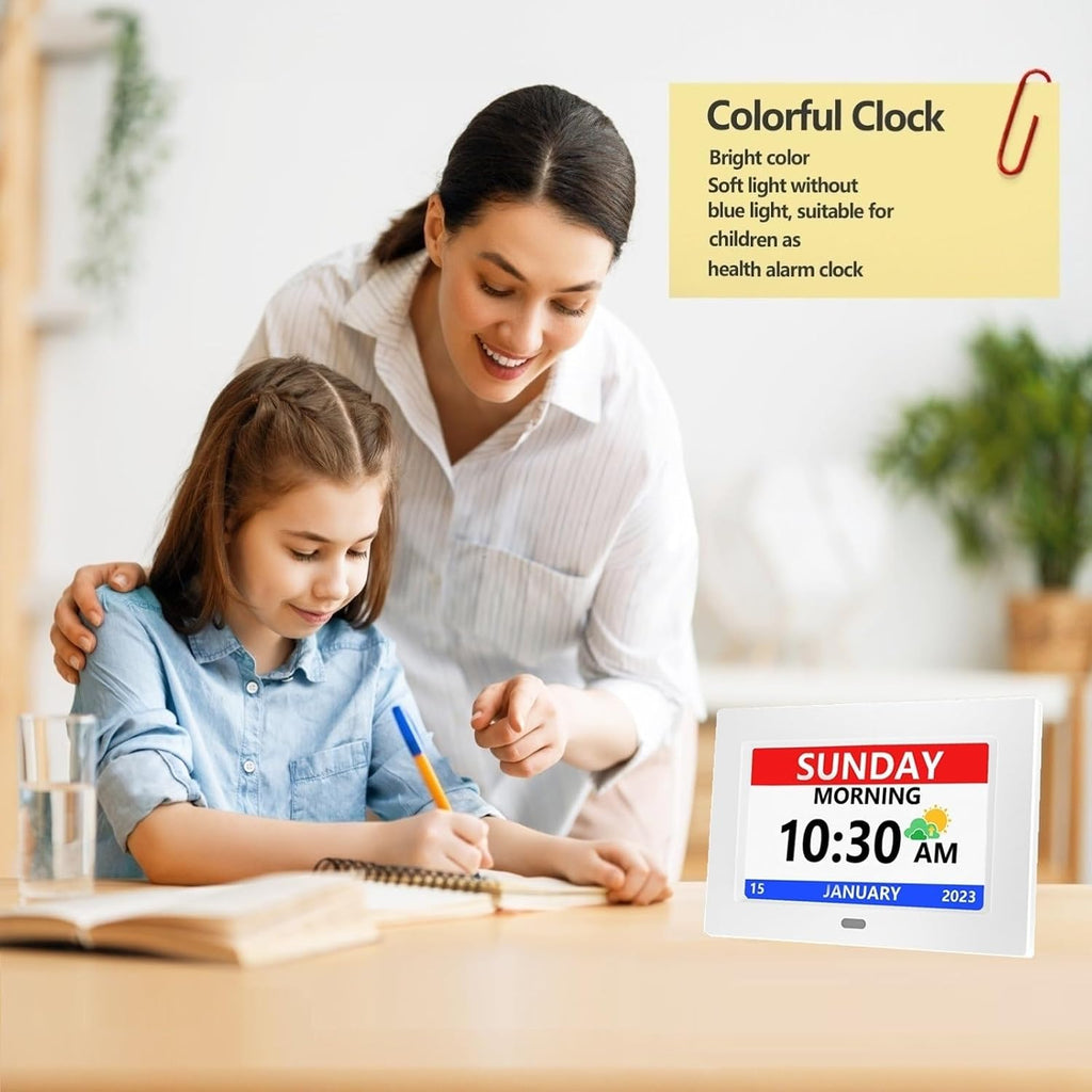 mrchydz 7 inch large display digital clocks alzheimer's, close-up detail