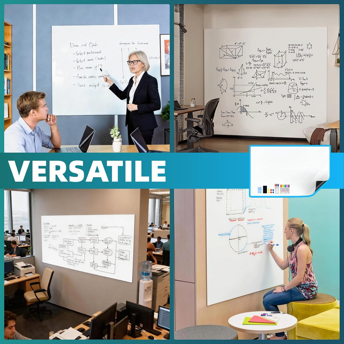 Medium Whiteboard 42"x24" – Peel & Stick, Kitchen Home Office