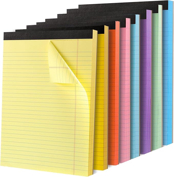 Thboxes 8 Pack Colored Legal Pads, Totally 400 Sheets Legal Pads 8 x 11.5inch by Thboxes