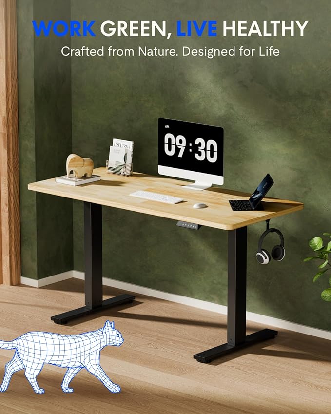 FLEXISPOT EN1 One-Piece Solid Wooden Standing Desk 63 x 24 Inches Height - Image 2